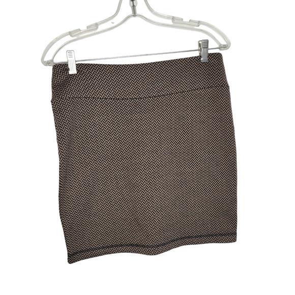 Kavu Knit Mini Skirt Stretch Herringbone Brown Elastic Waist Women Small - Picture 1 of 8